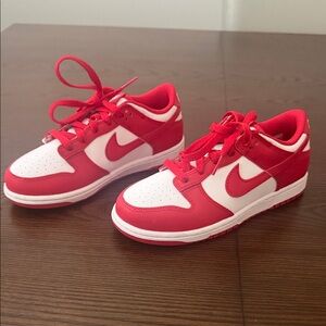 Nike Kids Red and White Low-Top Court  Sneakers